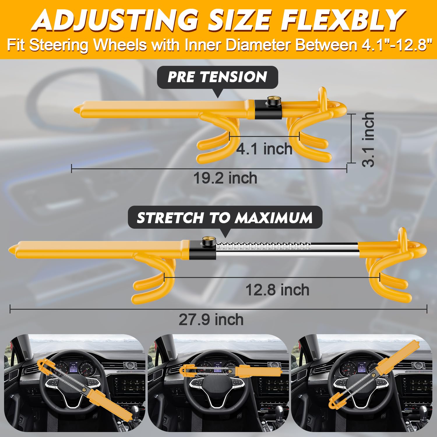 MONOJOY lock features double-hook design for a firm grip on the wheel.