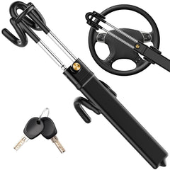 MONOJOY steering wheel lock shown on various vehicles for universal fit and security