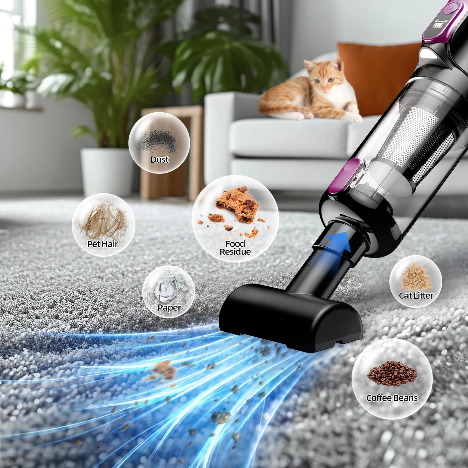 MONOZEL LED light illuminating dark crevices for better cleaning