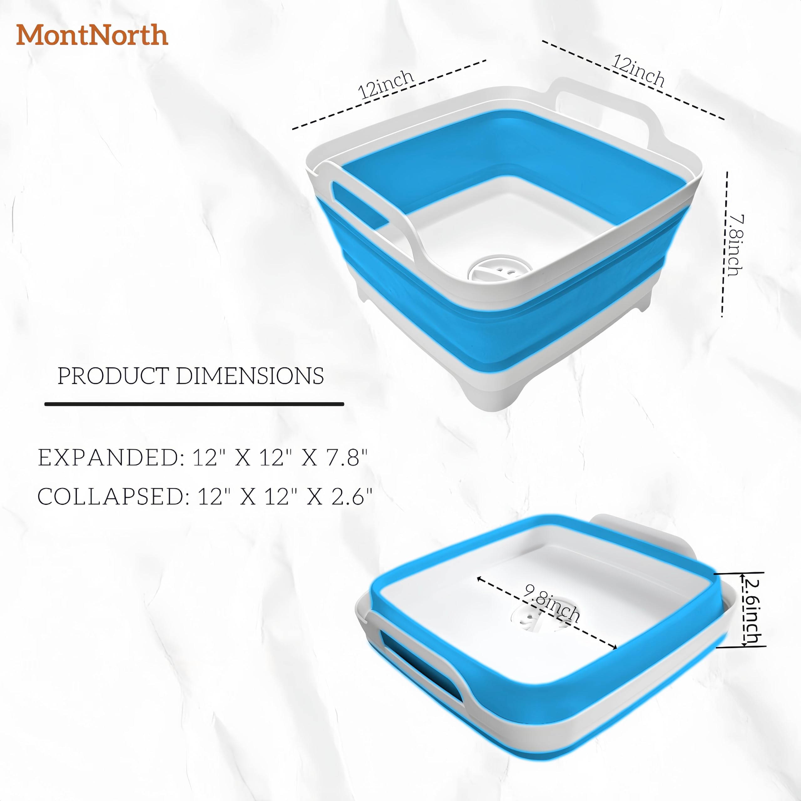 MontNorth camping sink with drain plug enables easy water drainage at sites.
