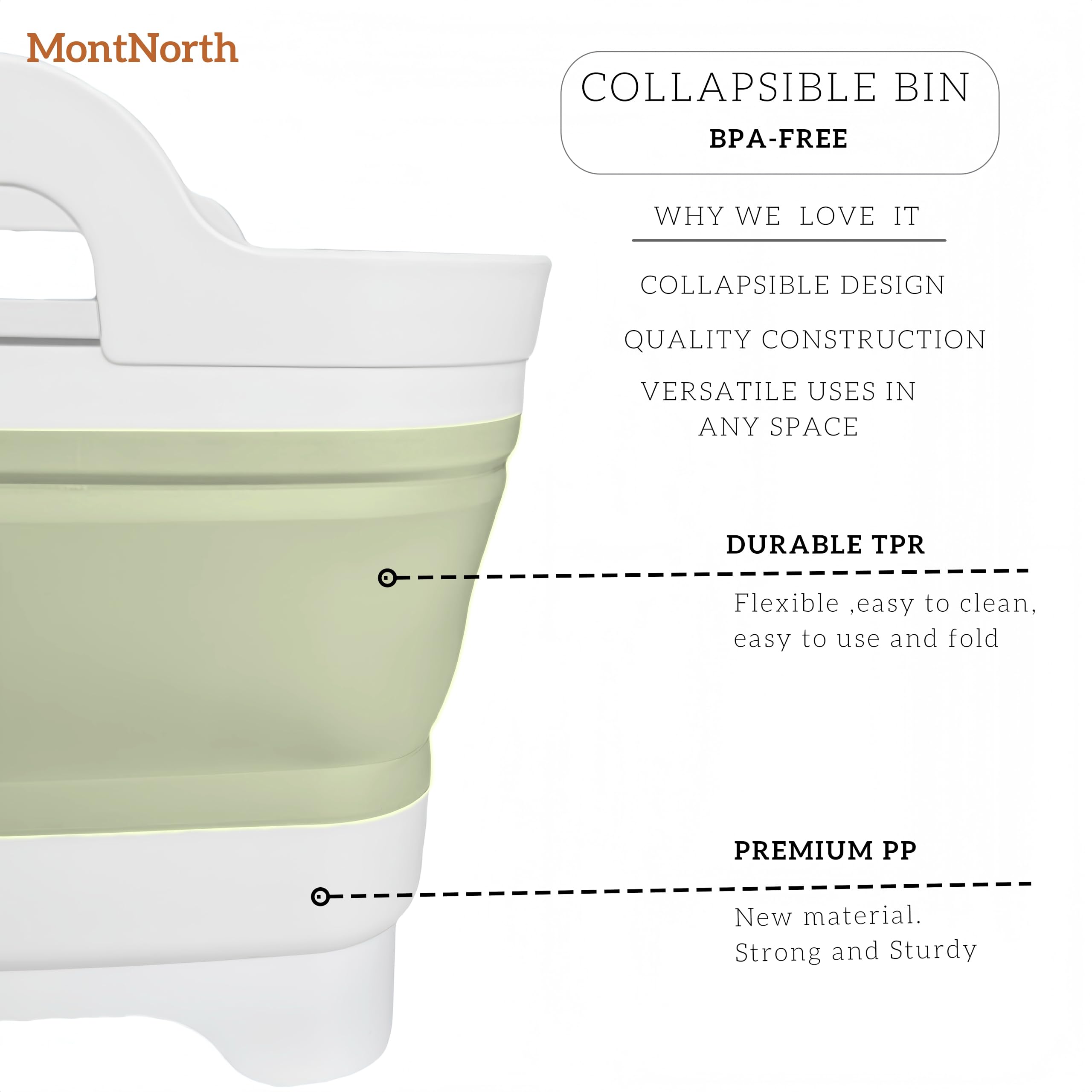 MontNorth space-saving collapsible basin designed for compact storage.