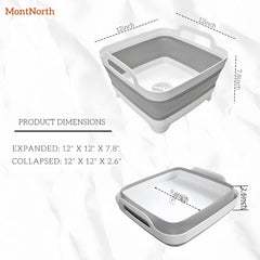 Compact folded basin saves space in RV or backpack.
