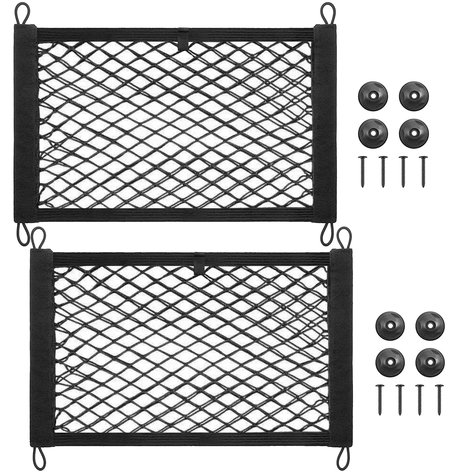 MOODKEY 2 pack cargo nets in packaging with hardware for organized storage
