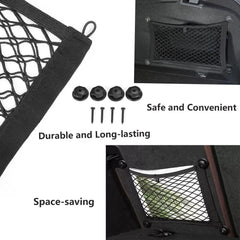 MOODKEY cargo net with screws and hooks demonstrates easy mounting.