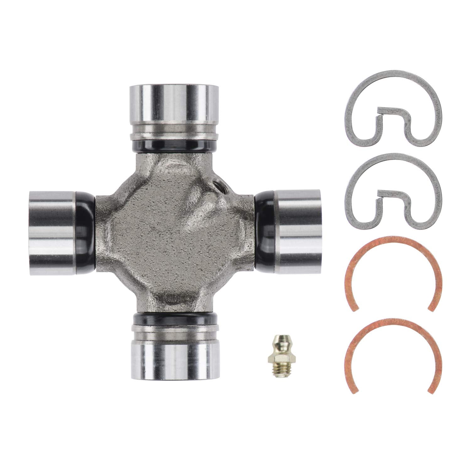 MOOG 355 greaseable U-joint cross-detail highlights robust cross and precision fit for smooth operation.