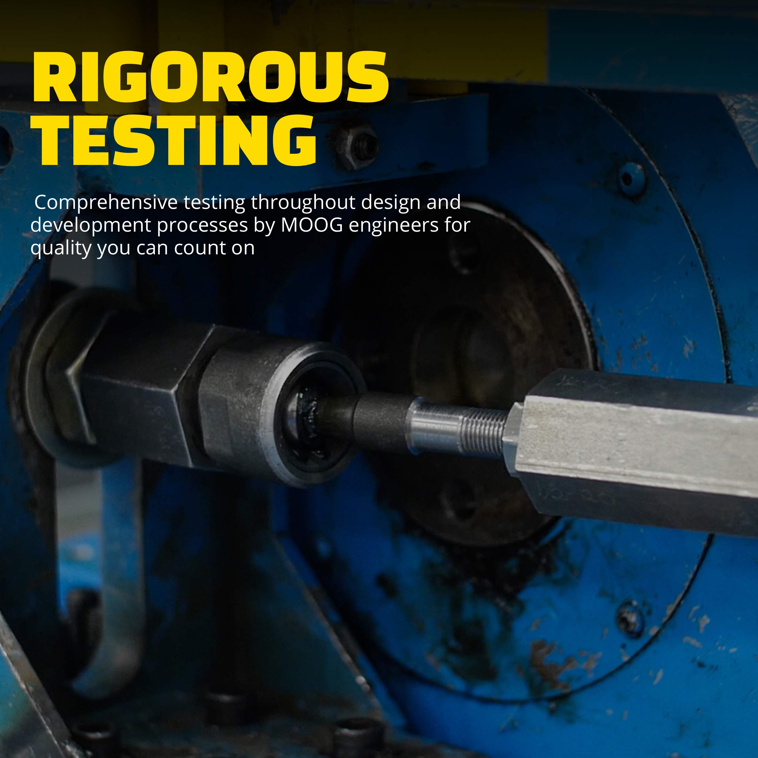 MOOG 355 greaseable U-joint installed in rugged drivetrain supports durable performance on heavy-duty trucks.