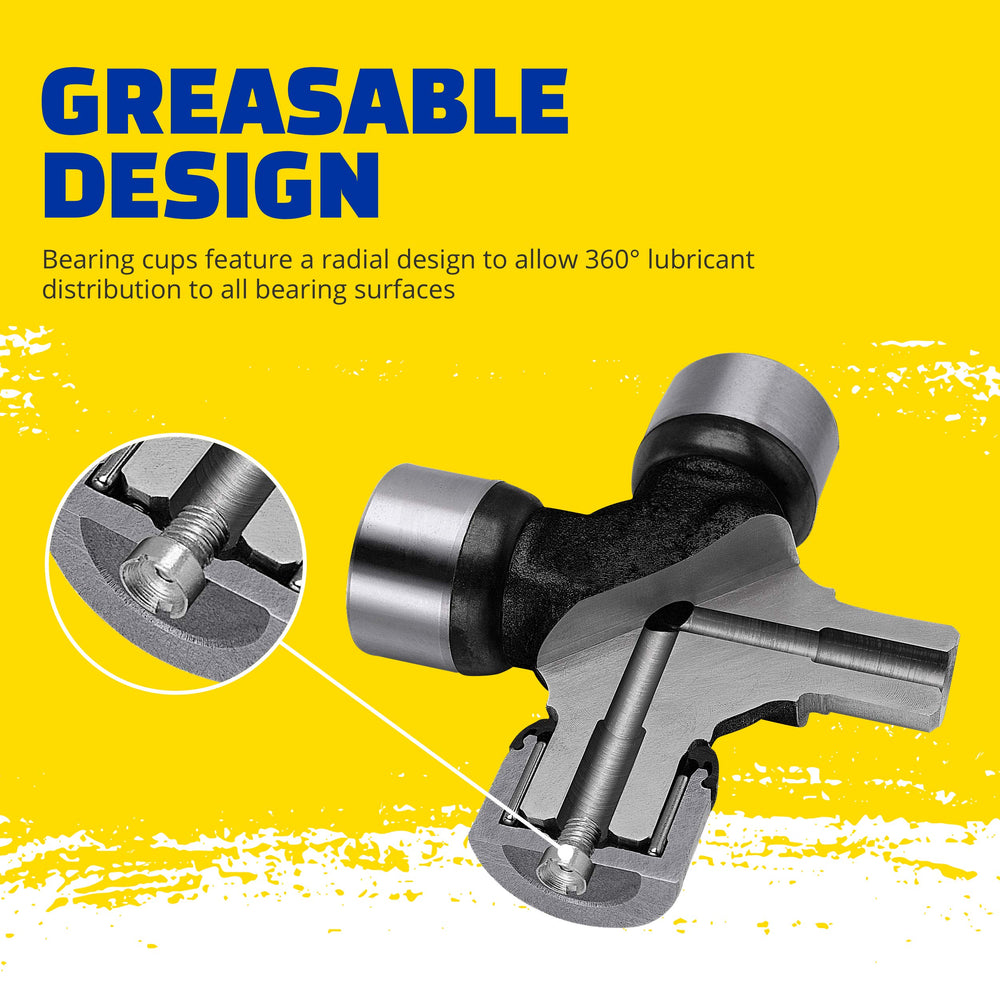 MOOG 377 greaseable U-joint cross forging and carburizing for strength