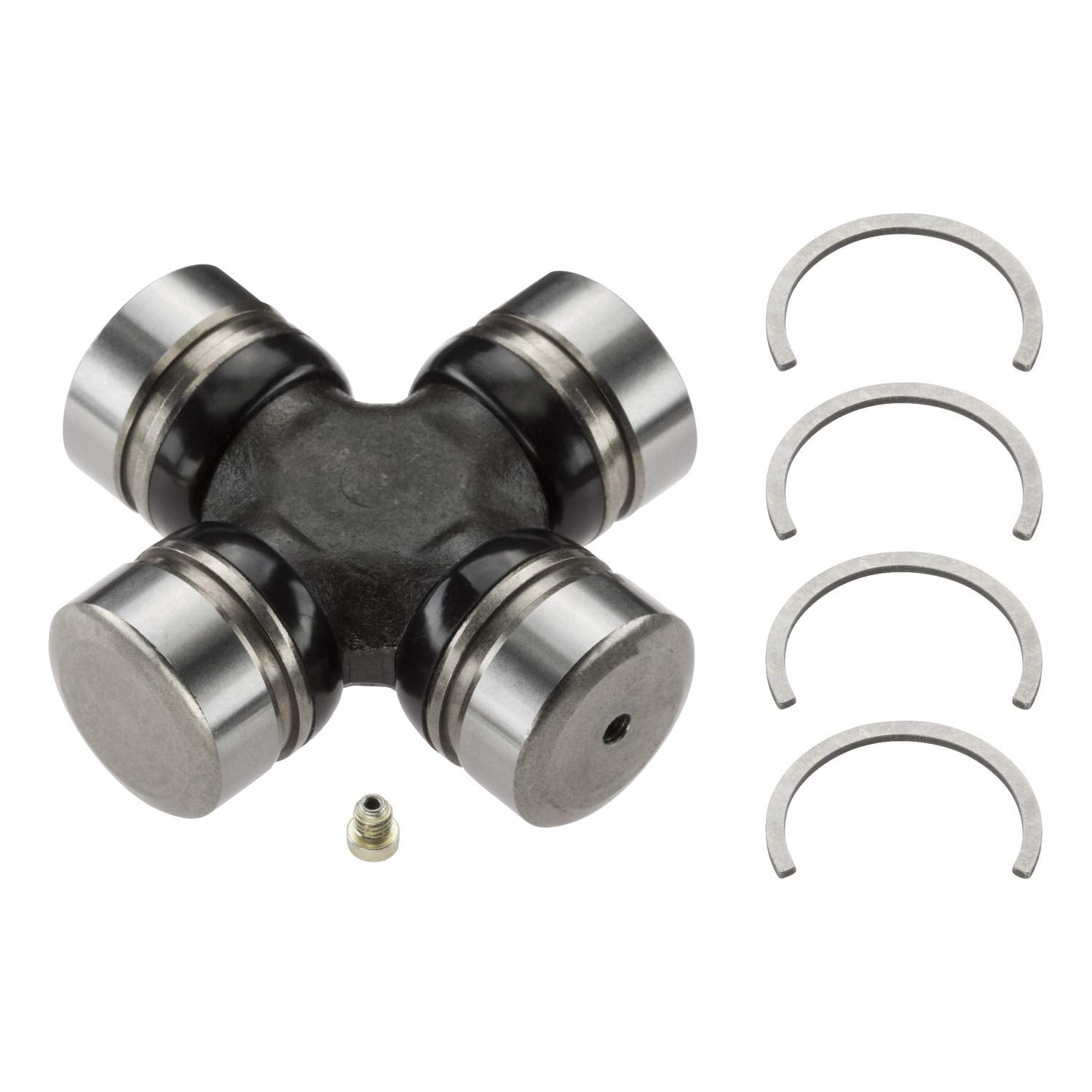 MOOG 377 greaseable U-joint front view shows rugged, high-torque construction
