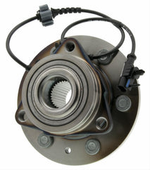 MOOG bearing hub installation on vehicle showing rust-resistant hub and secure studs for durable mounting