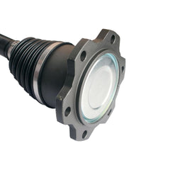 MOOG CV Axle Assembly 10H002 packaging, includes axle nut and bolts for complete repair.