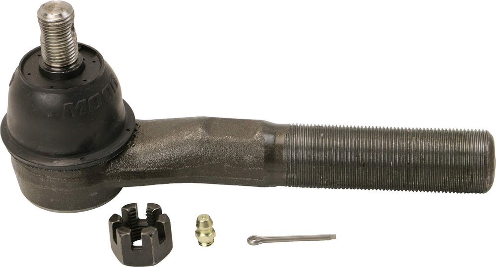 MOOG ES3624 steering drag link front view improves steering reliability on Jeep Wrangler.