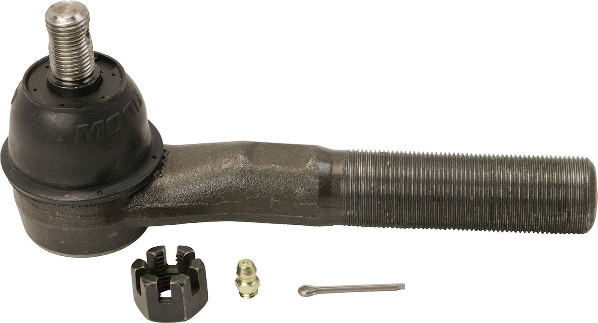 MOOG ES3624 steering drag link front view improves steering reliability on Jeep Wrangler.