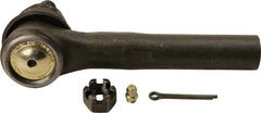 Close-up of MOOG ES3712 steel housing on the steering tie rod end for durable construction.