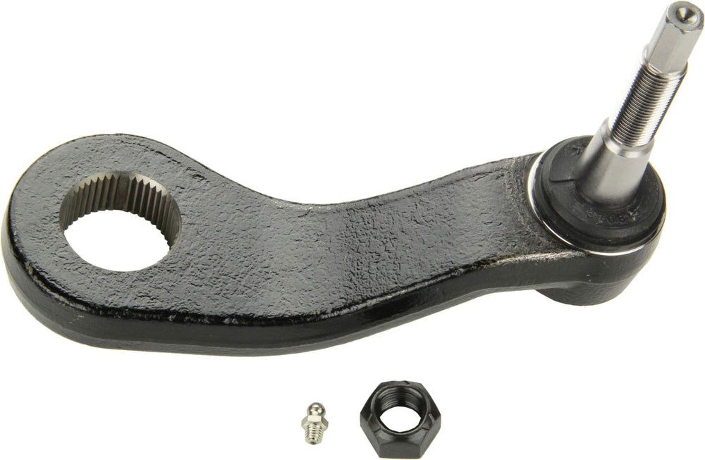 MOOG K440019 steering pitman arm side view showing robust steel construction for heavy-duty trucks.