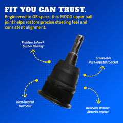 MOOG steering drag link steel construction offers strong suspension performance.