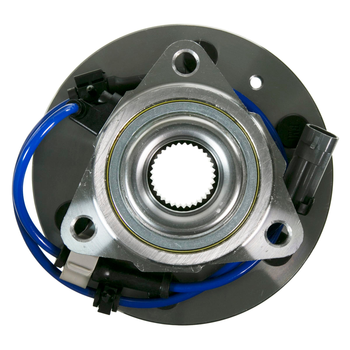 MOOG wheel bearing hub assembly front view showing fit and rotation efficiency