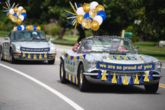 Moon Boat blue-gold tinsel garland style B brightens parades and photo moments