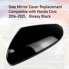 Moonlinks Civic mirror cover closeup with glossy black finish