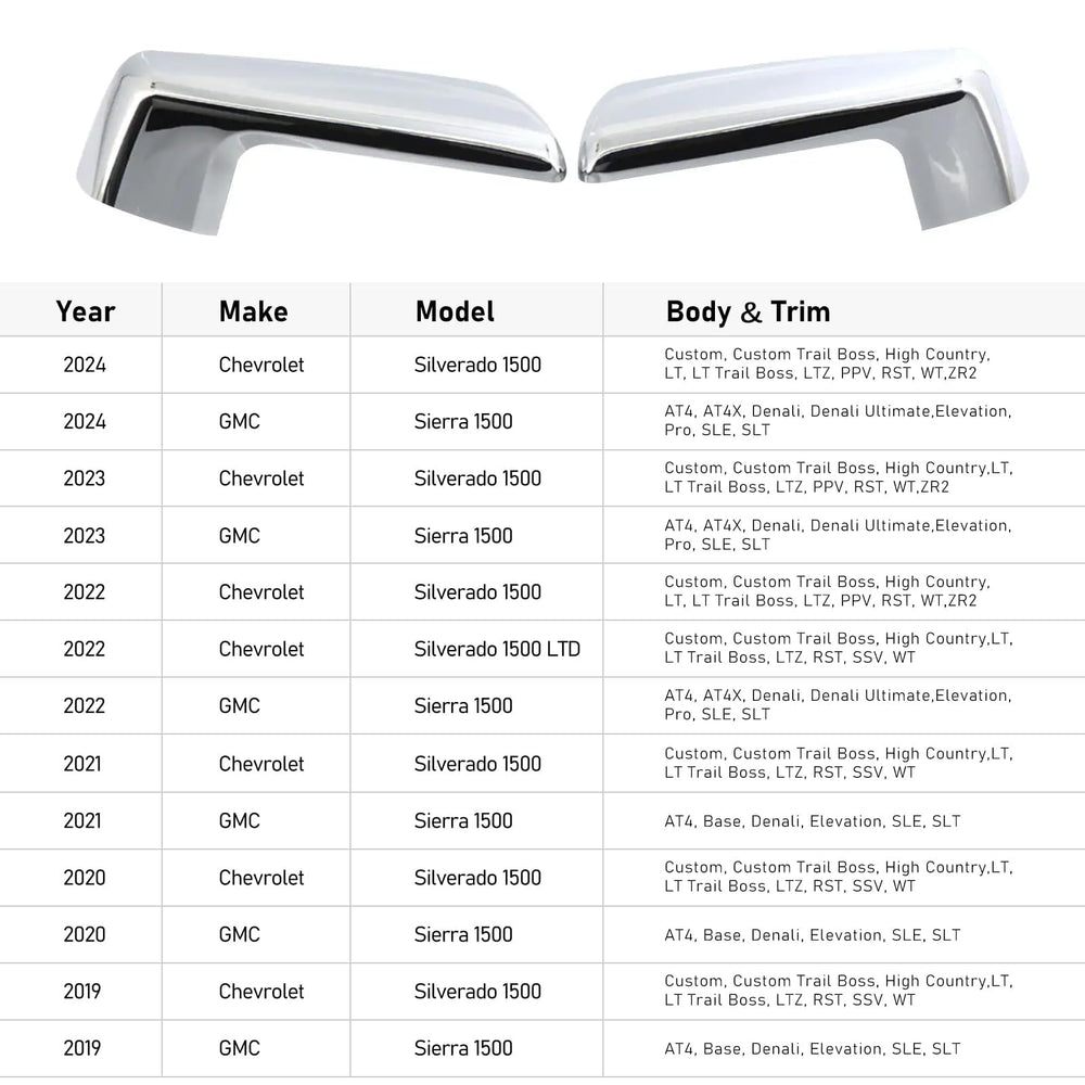 Moonlinks Silverado right chrome mirror cover for a seamless look.