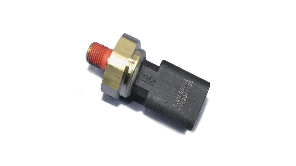 Mopar engine oil pressure switch front view highlights compact, durable design for reliable readings.