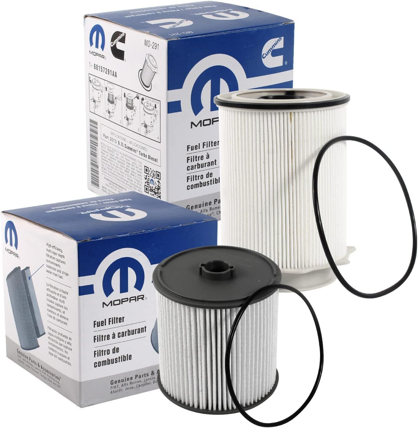 Mopar fuel filter for Ram 6.7L Cummins diesel enhances fuel system protection and performance