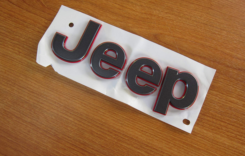 Red outline detail on Mopar badge for Wrangler JL exterior appeal