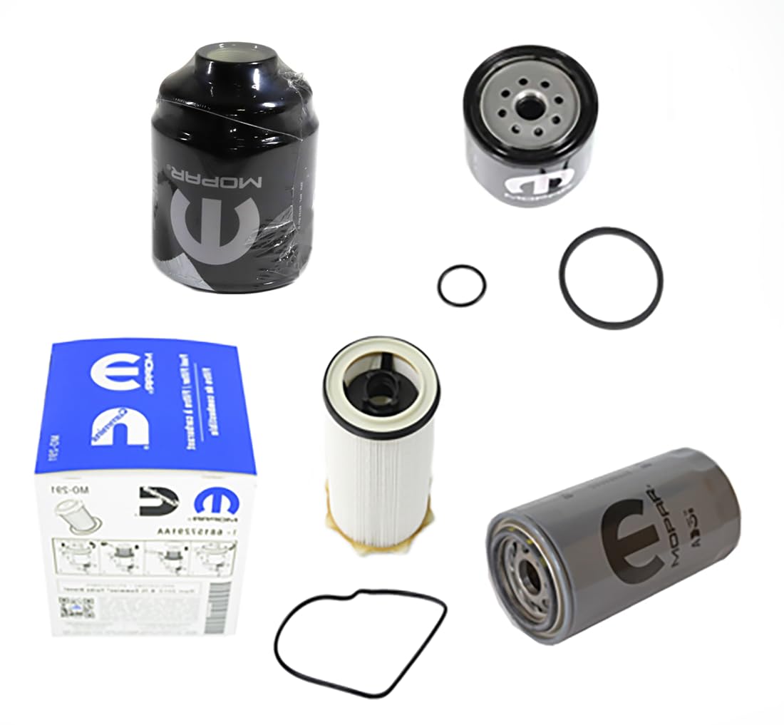 Mopar 6.7L diesel filter bundle front view; supports cleaner fuel and engine protection.