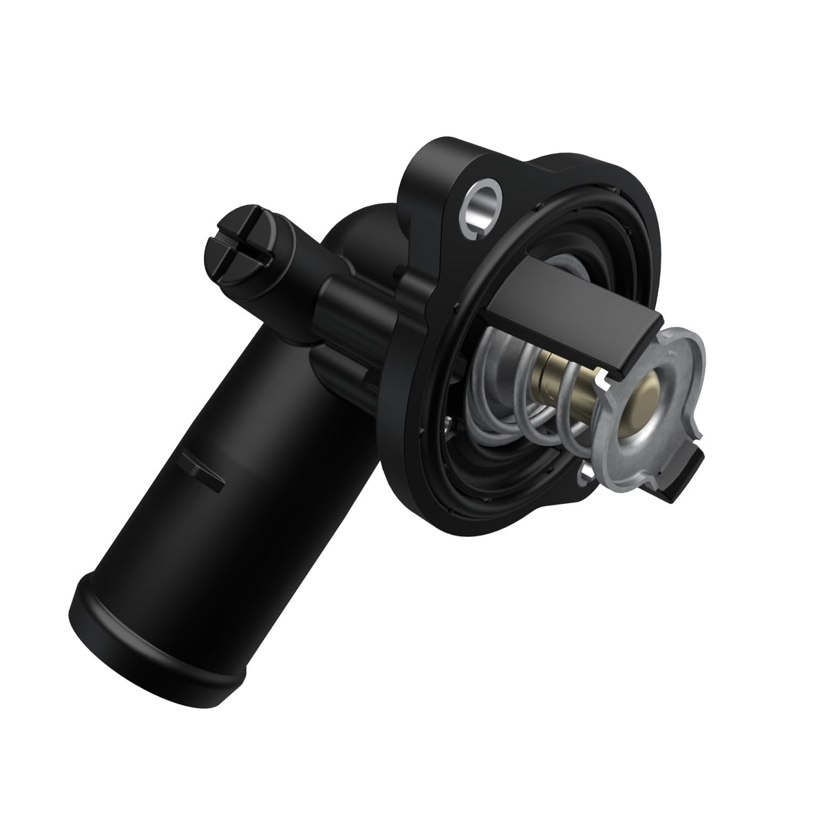 Mopar thermostat housing front view, essential engine cooling component.