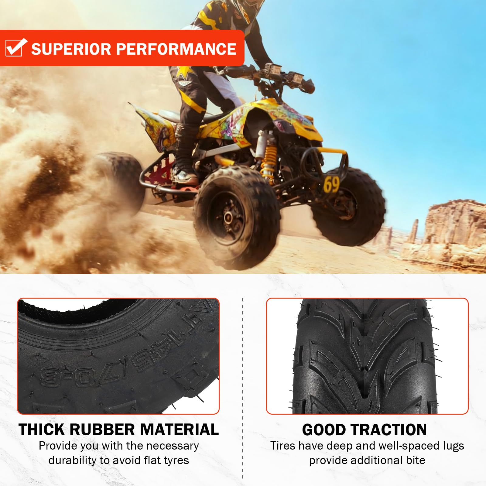 Mopillos 145/70-6 tire with precise dimensions for an accurate fit