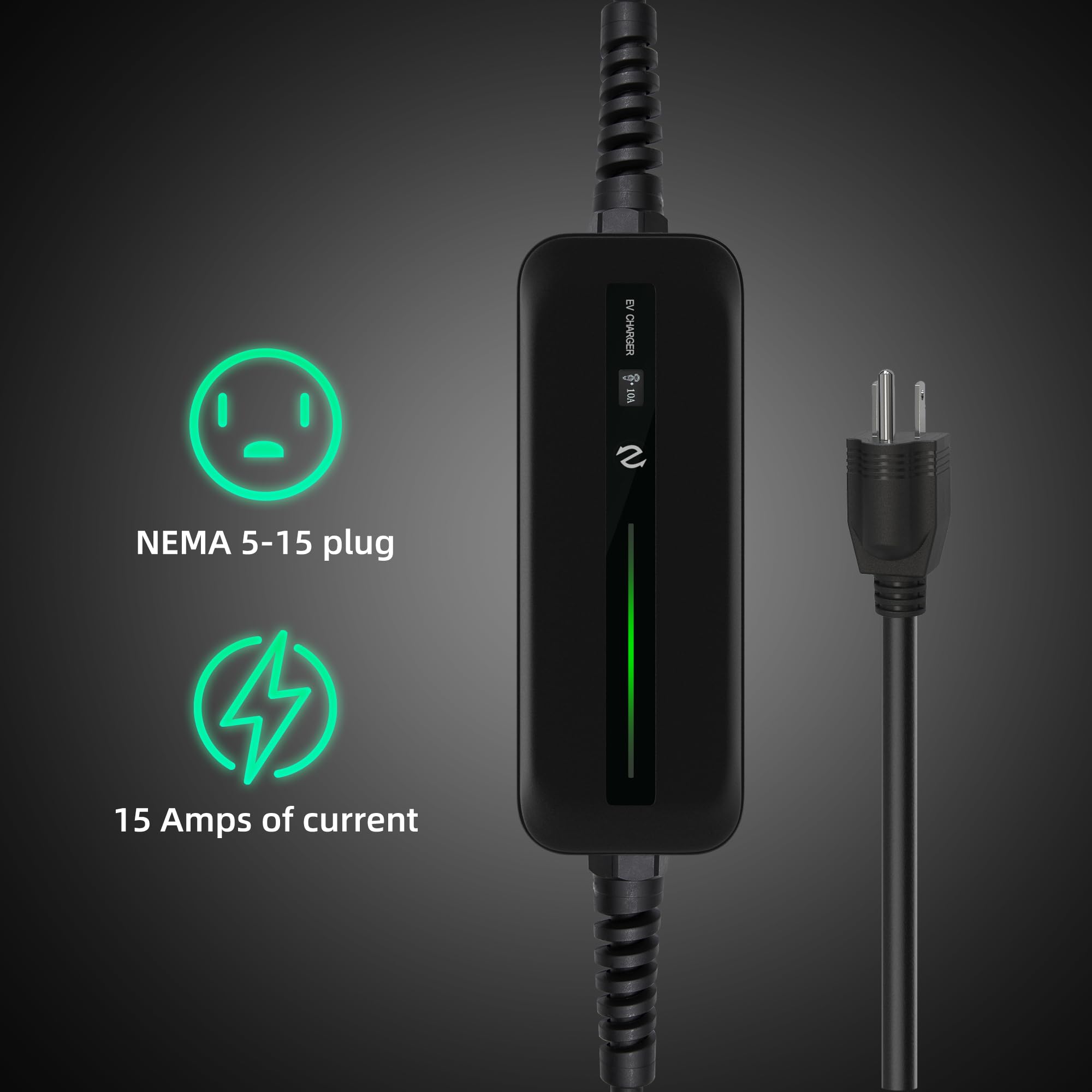 Morec Level 1 EV Charger with 25ft cable for flexible placement