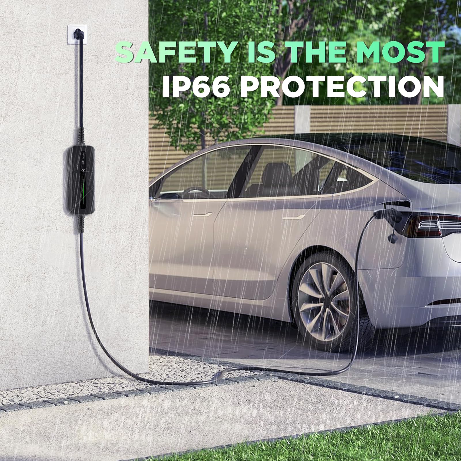 Morec Level 1 EV Charger IP65 weatherproof for outdoor use