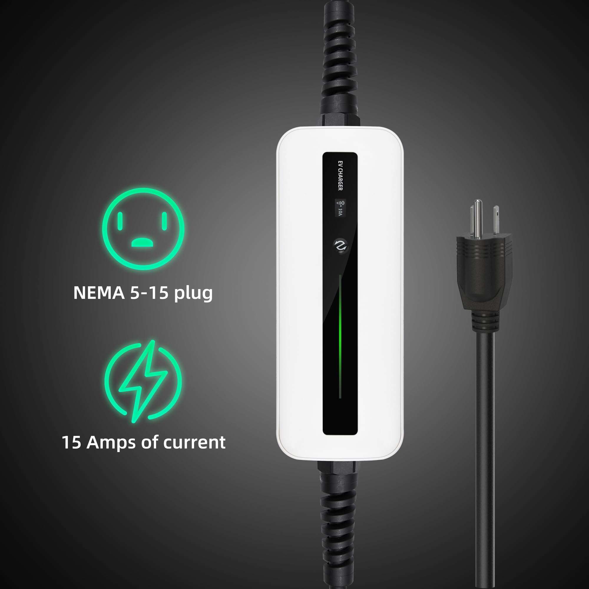 Morec Level 1 EV Charger 25ft cable enables flexible vehicle access