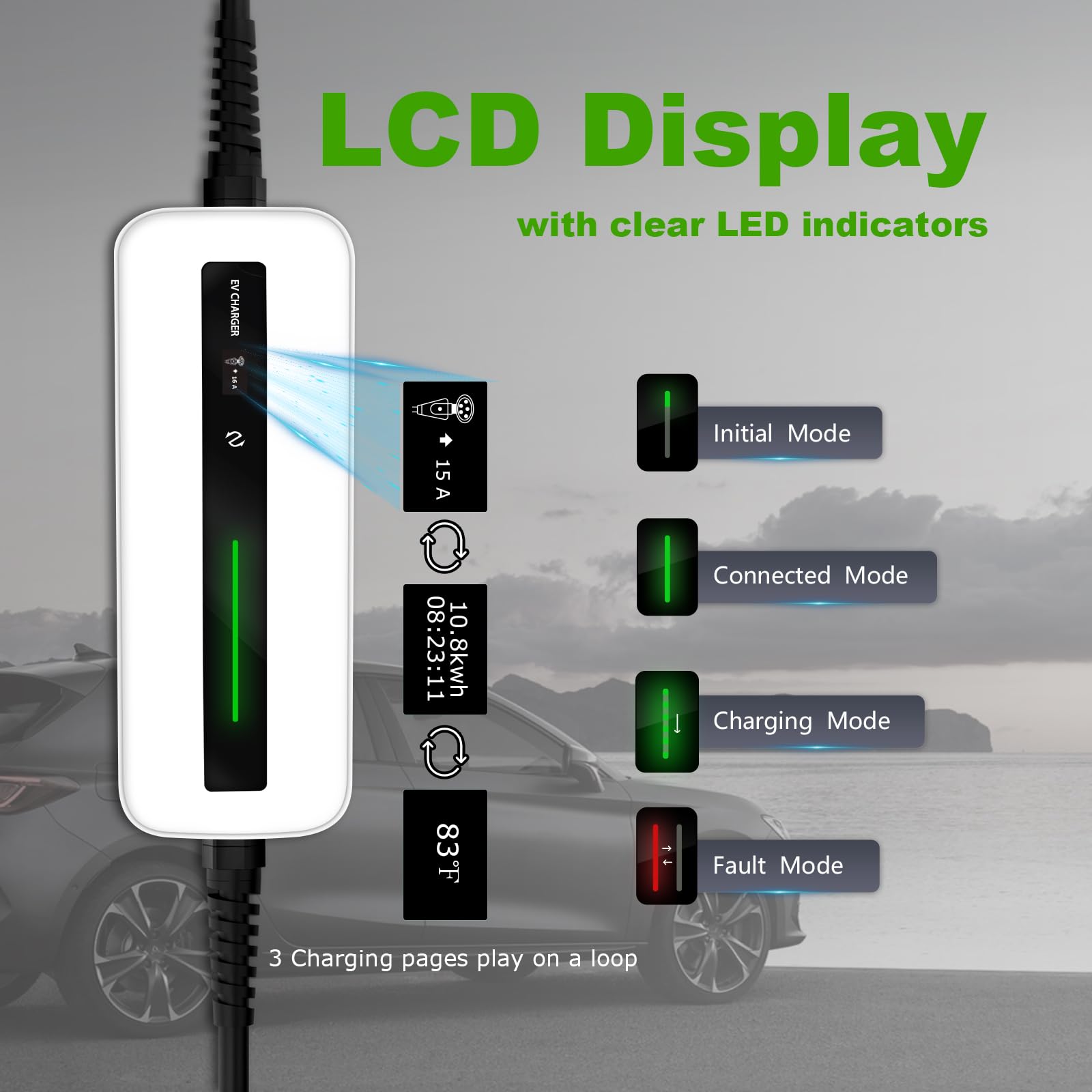 Morec Level 1 EV Charger IP65 outdoor protection for all-weather use