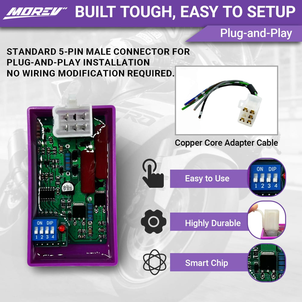 MOREV DIP-switch diagram on the CDI module for easy setup reference.