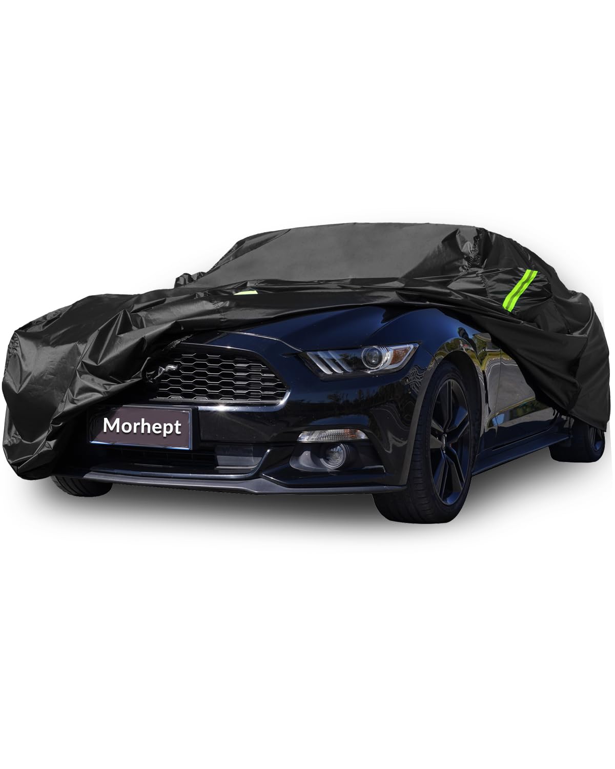 Morhept car cover for Ford Mustang custom fit to shield the vehicle outdoors.