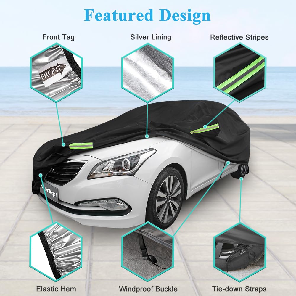 Vehicle protected from dirt, snow, and rain by Morhept cover