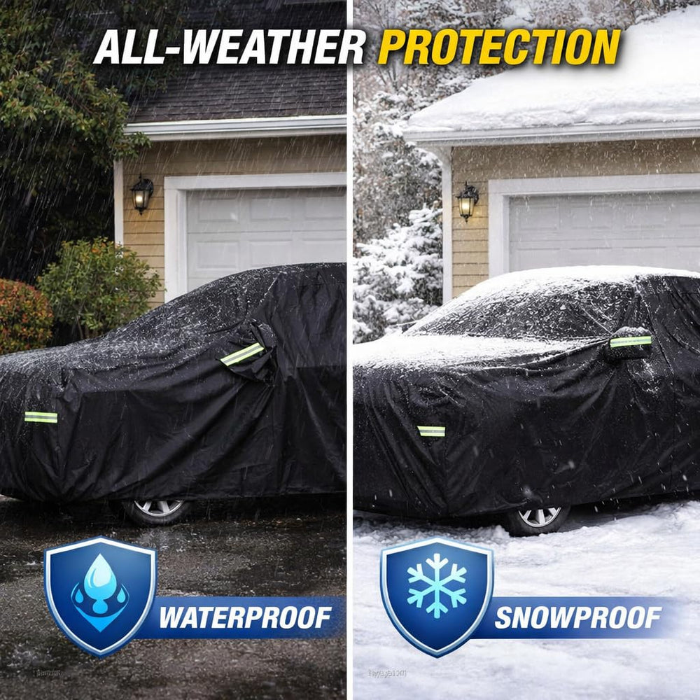 Morhept windproof strap system shown securing the cover on wheels