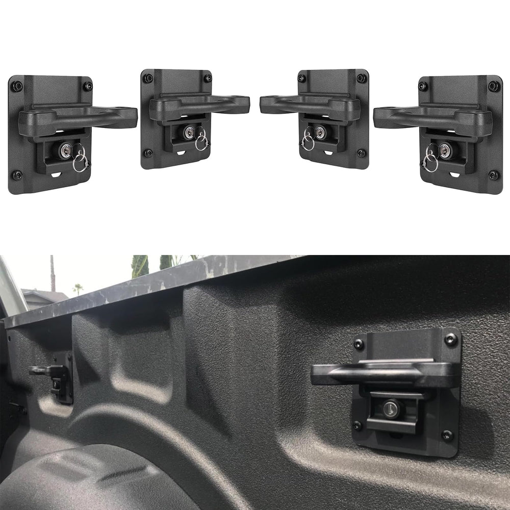 Morkot Boxlink anchors installed in Ford bed create secure cargo tie-down points.
