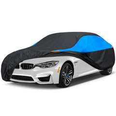 MORNYRAY waterproof car cover blue for sedans protects from rain, dust, and UV fading