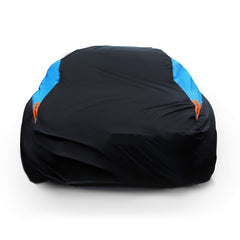 MORNYRAY waterproof car cover in front view protecting a coupe from rain and dust