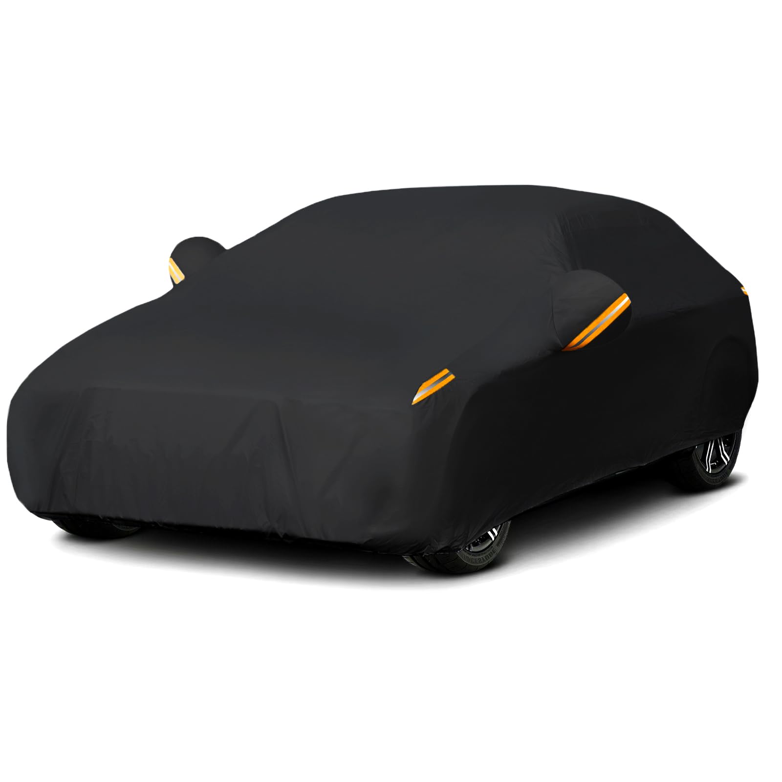 MORNYRAY waterproof car cover on a sedan ensuring full coverage