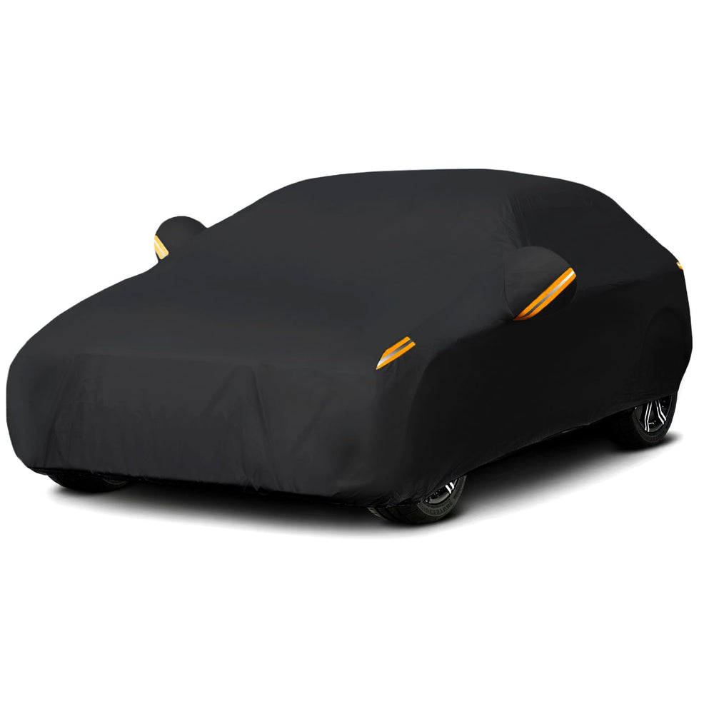 MORNYRAY waterproof car cover on a sedan ensuring full coverage
