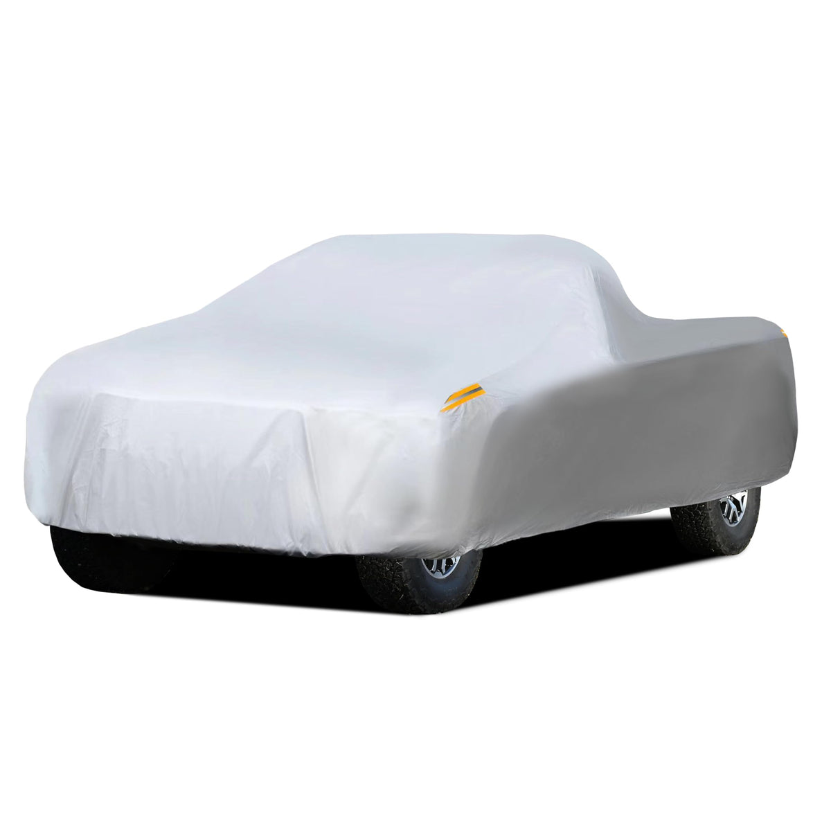 MORNYRAY waterproof truck cover on all-weather silver finish protects from rain and snow.