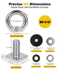 moroinriz M8 eye bolt T track designed for durable anchoring