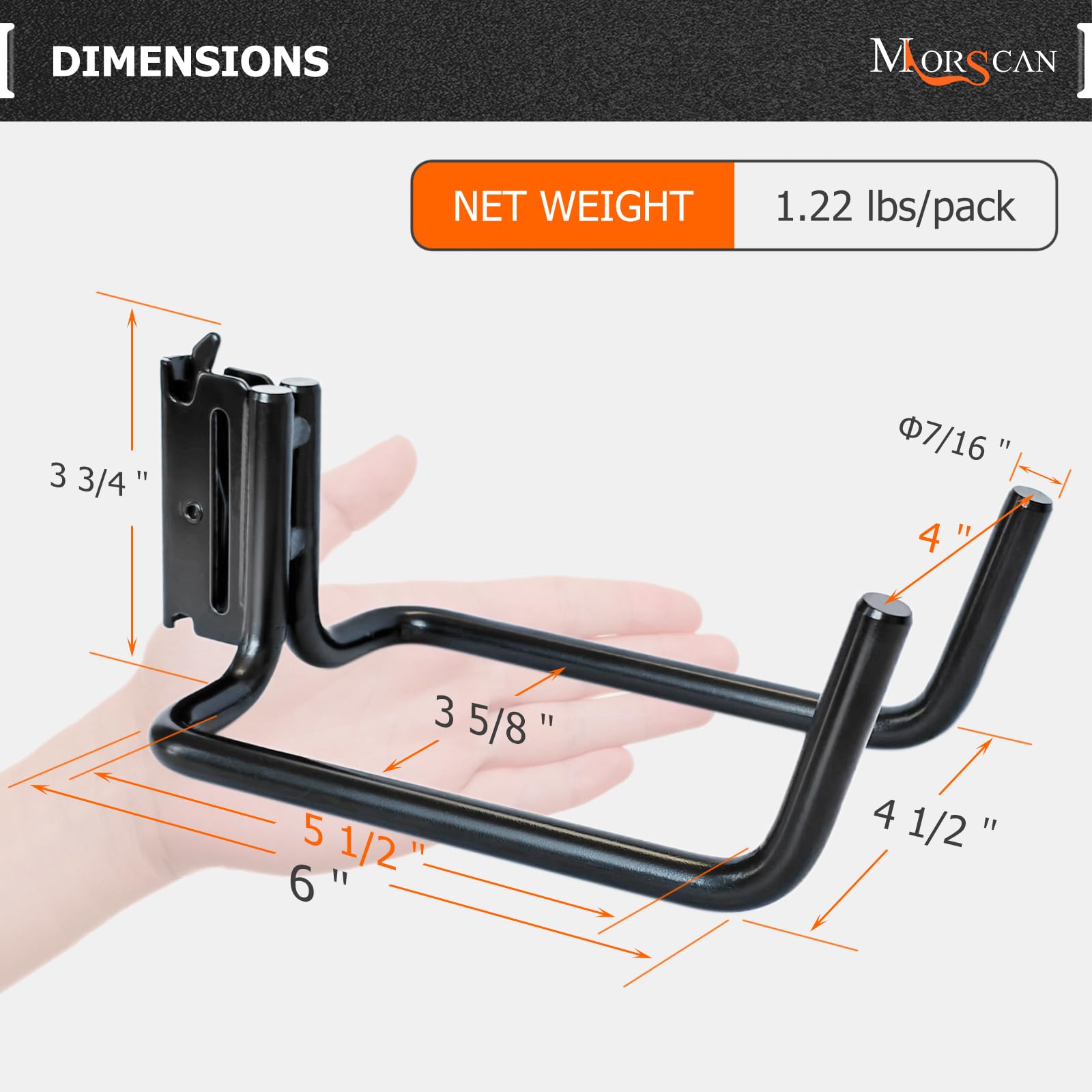 MorScan black powder-coated alloy steel hook with corrosion resistance