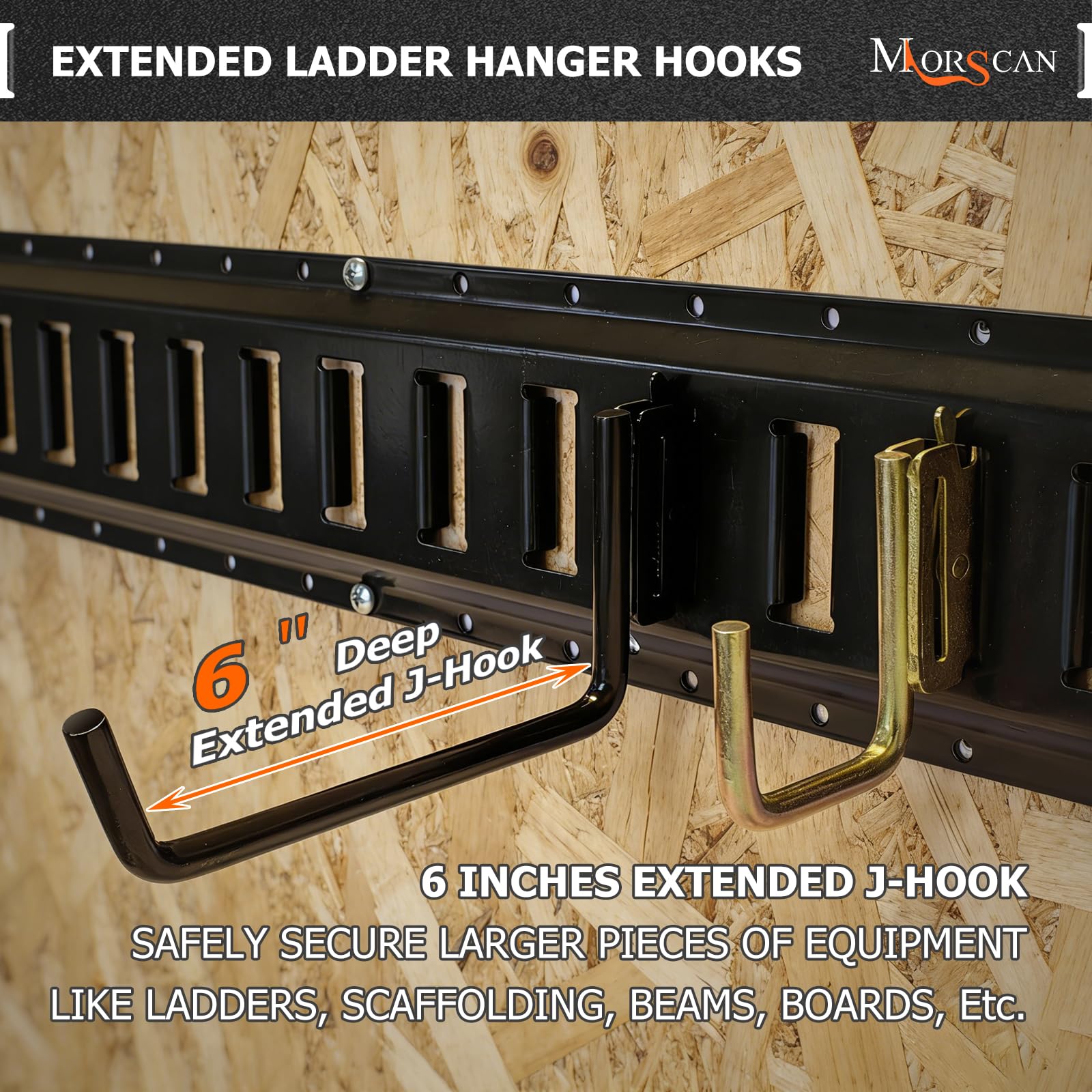 MorScan E-track compatible hook fits standard rails for secure trailer organization