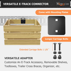 MorScan e-track connector double fittings reduce rail wobble.