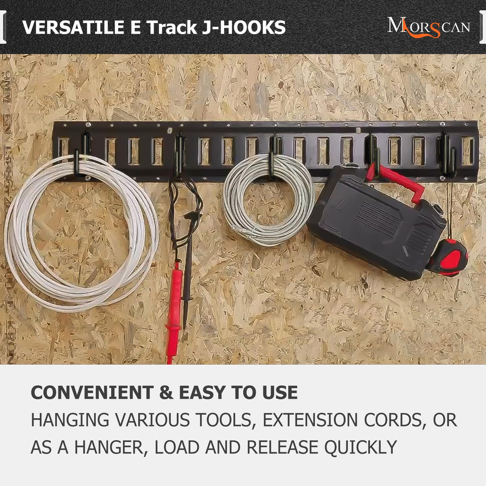 MorScan J hooks on an E-track rail demonstrate rugged load handling.