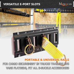 MorScan E-Track rail kit with compatible accessories for secure tie-downs.
