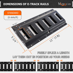 MorScan E-Track rail kit close-up shows powder-coated finish.